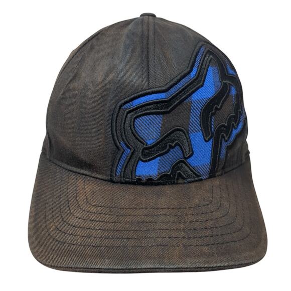 Fox Fitted Baseball Cap Black Medium Lightweight Flexfit Embroidered 6 Panel - Picture 1 of 9